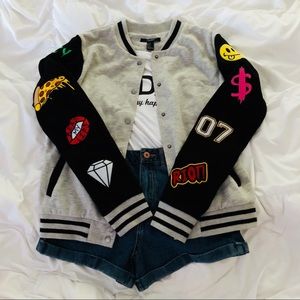 Patch Varsity Jacket Buttoned